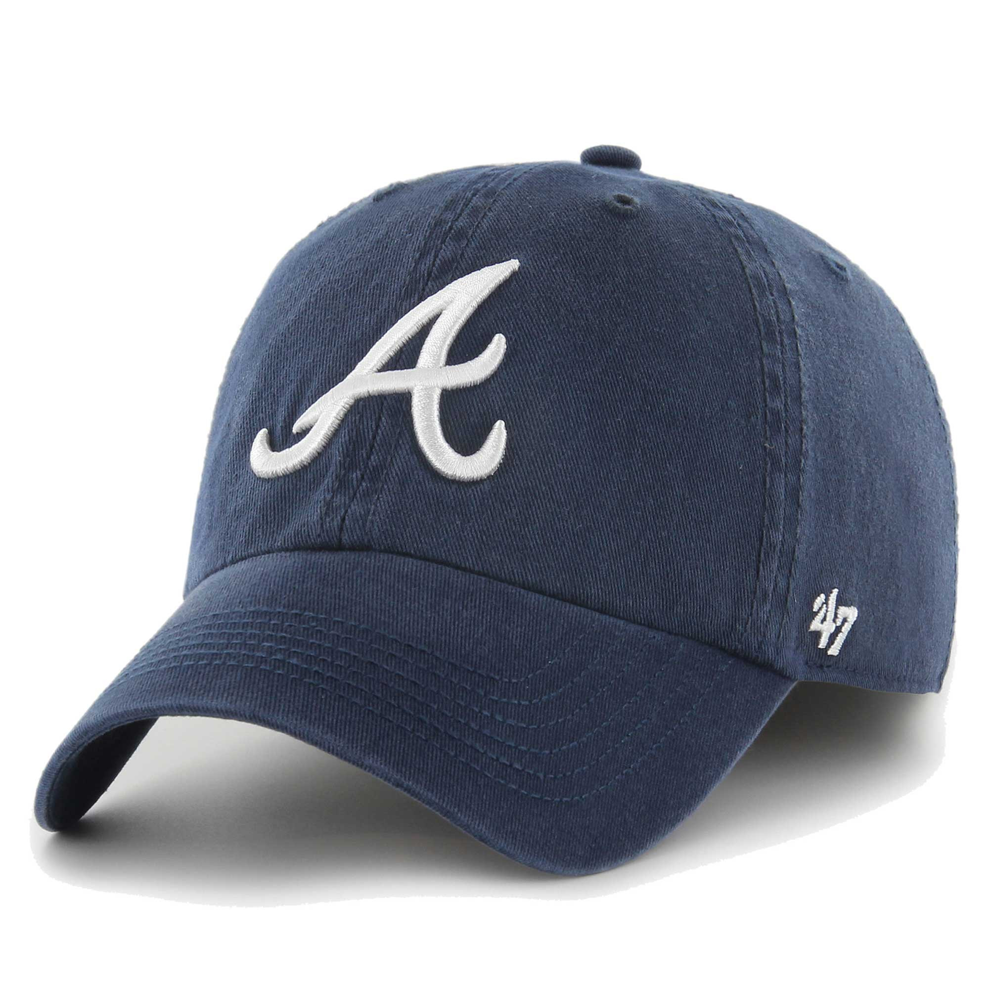 Men's '47 Navy Atlanta Braves Franchise Logo Fitted Hat | Fanatics