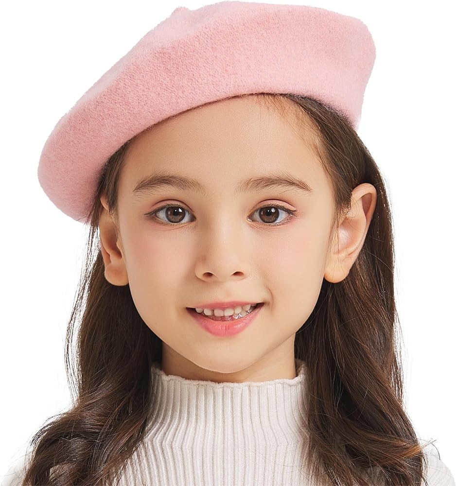 ZLYC Wool Kids Beret Hat Girls Solid Color Artist French Beret Cap | Amazon (US)