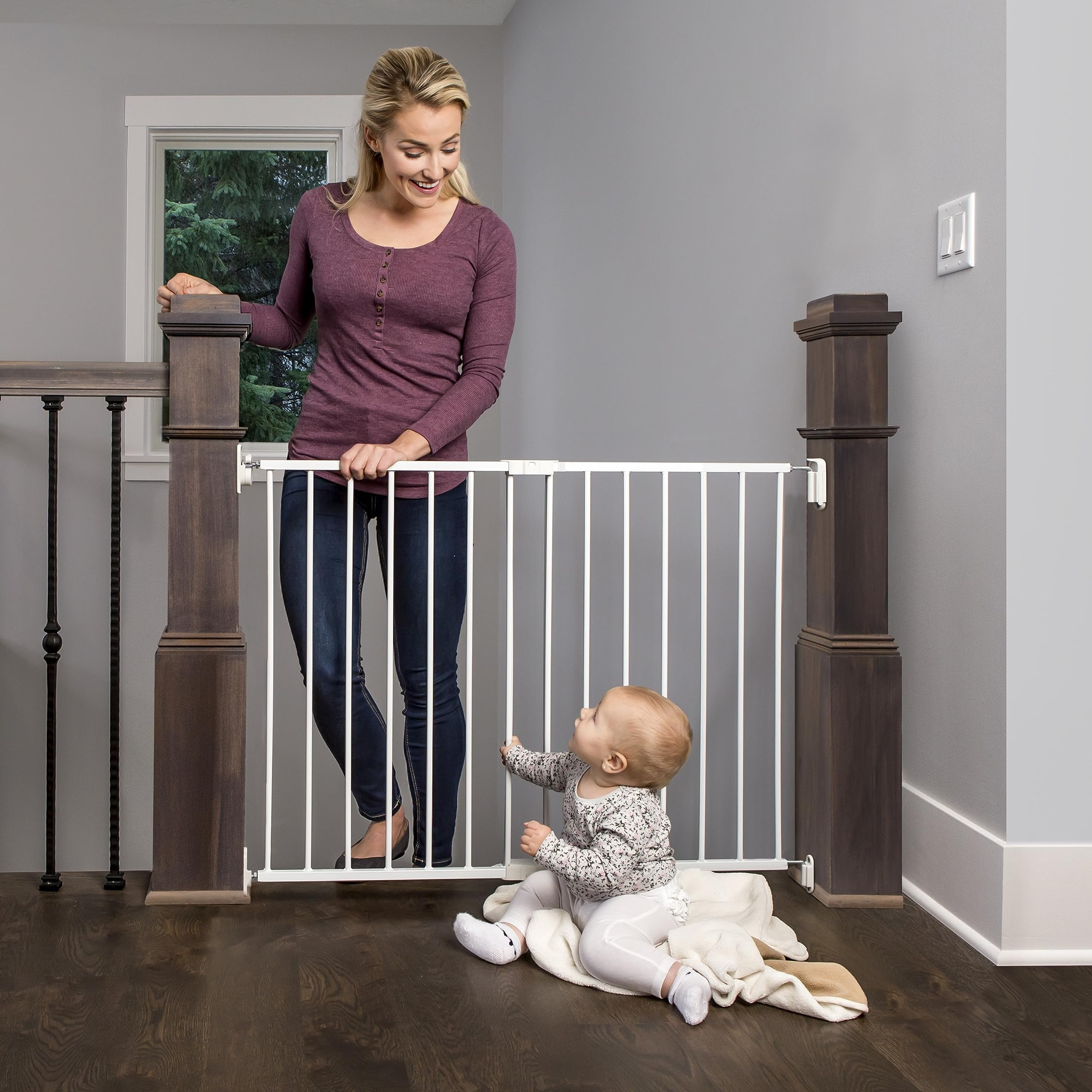 Regalo 2-in-1 Extra Wide Stairway and Hallway Walk ThroughBaby Safety Gate, Hardware Mounting, Wh... | Amazon (US)
