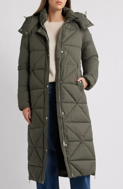 Sam Edelman Quilted Puffer Coat with Removable Hood in Loden at Nordstrom, Size Xx-Small | Nordstrom