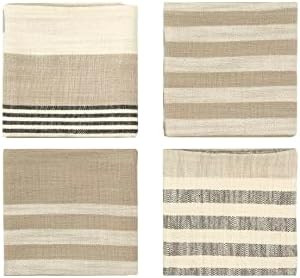 Creative Co-Op Taupe, Black & Cream Striped Cotton Woven Napkins (Set of 4 Pieces) Entertaining T... | Amazon (US)