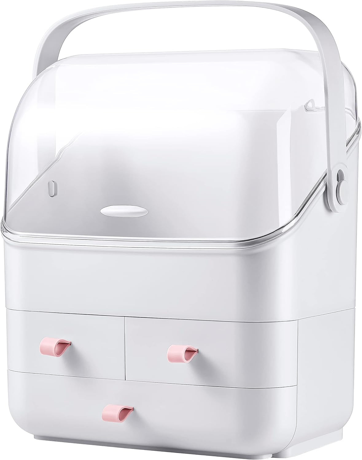 LINFIDITE Cosmetic Storage Box with Lid Makeup Organizer Box with Dust Free Cover Portable Handle... | Amazon (US)