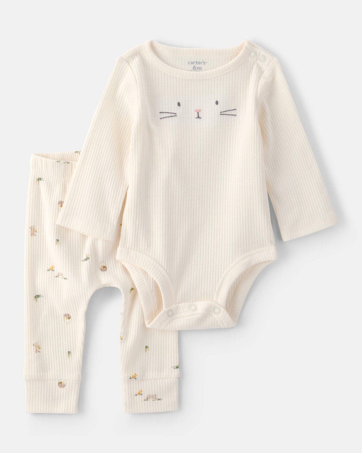 Baby 2-Piece Easter Bunny Rib Tee & Pant Set - Cream | Carter's Inc