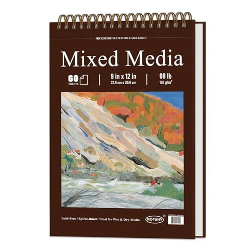 MOFUNY Mixed Media Sketchbook 9x12, Drawing Paper Pad 60 Sheets_98lb/160gsm | Amazon (US)
