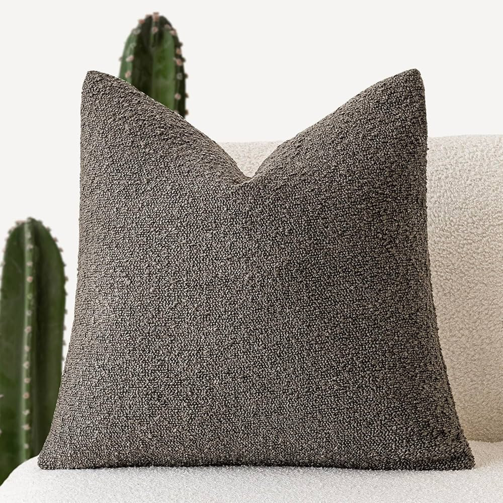 Foindtower Textured Boucle Throw Pillow Covers Accent Solid Pillow Cases Cozy Soft Decorative Cou... | Amazon (US)