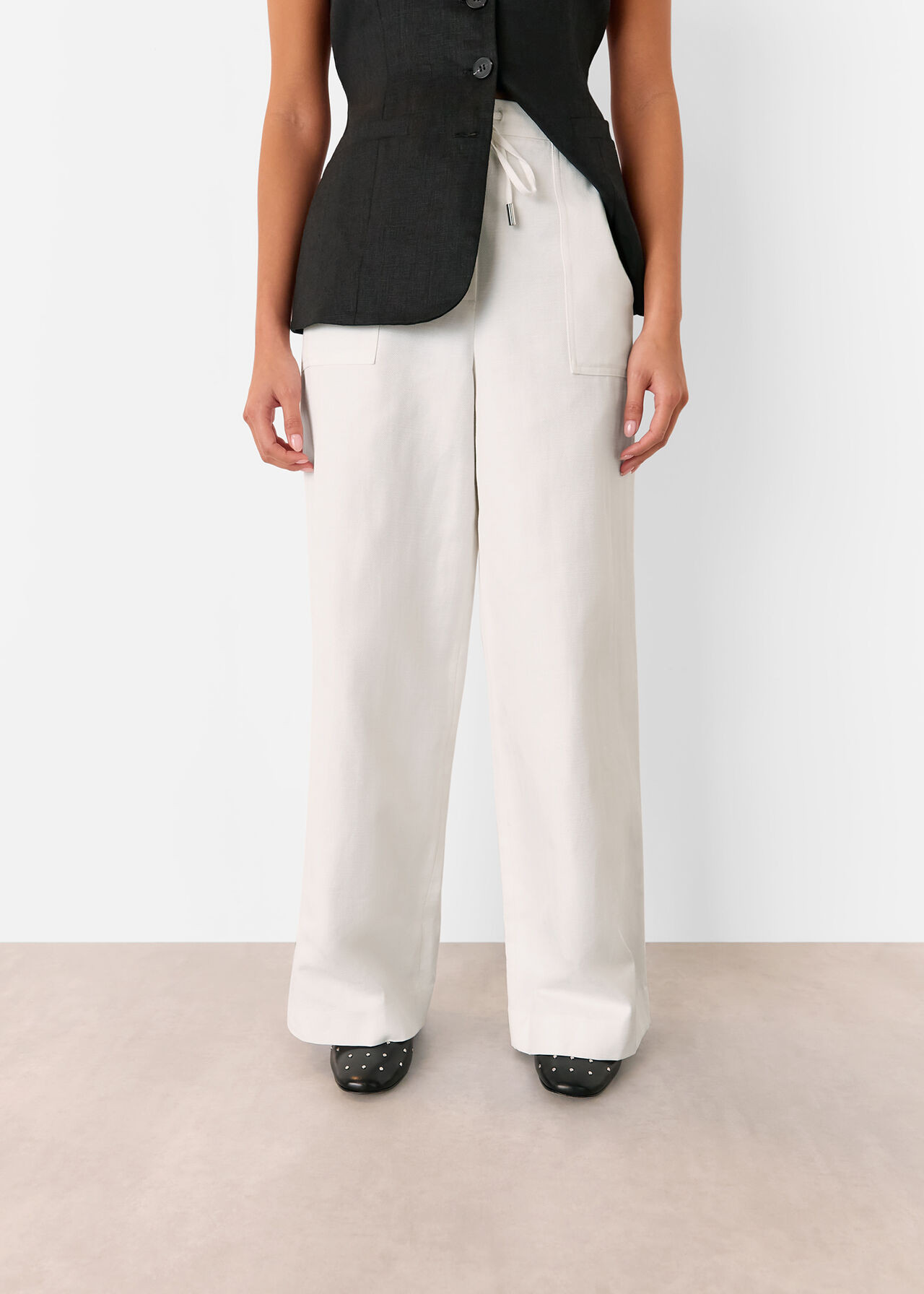 White Leona Linen Blend Trouser | WHISTLES | Whistles UK | | Whistles