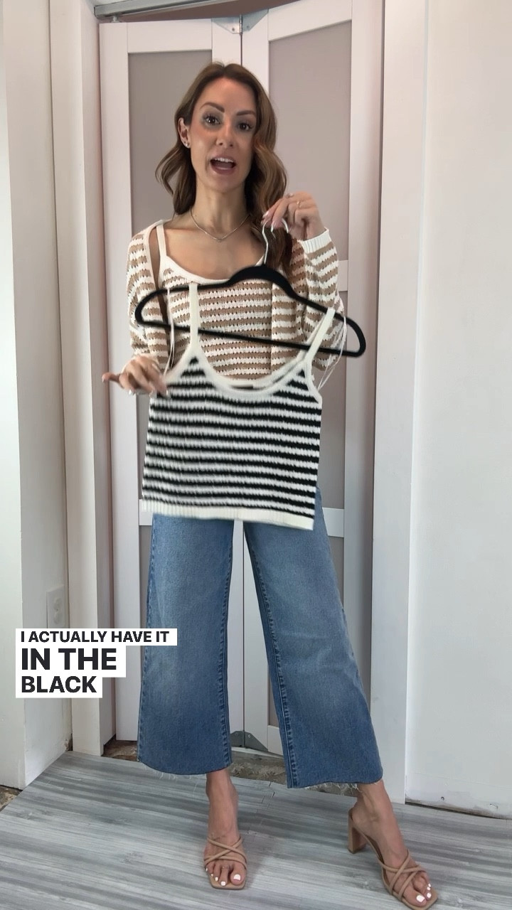 I’ve worn this sweater tank in black so many times so I was so excited to see it in tan as well AND the tan has a matching sweater so this was a no brainer! And the pieces are easy to mix and match with other things! I am wearing a small in both. My jeans are only $36 and I love them so much. I have two pair - one in the regular length and then I cut these at ankle length for a different look. I sized down to a 00 in them. These block heel strappy sandals are also new and are so comfy! They go with anything and can easily work with outfits from casual to dressy! They are true to size!

#LTKVideo #LTKFindsUnder50 #LTKBacktoSchool