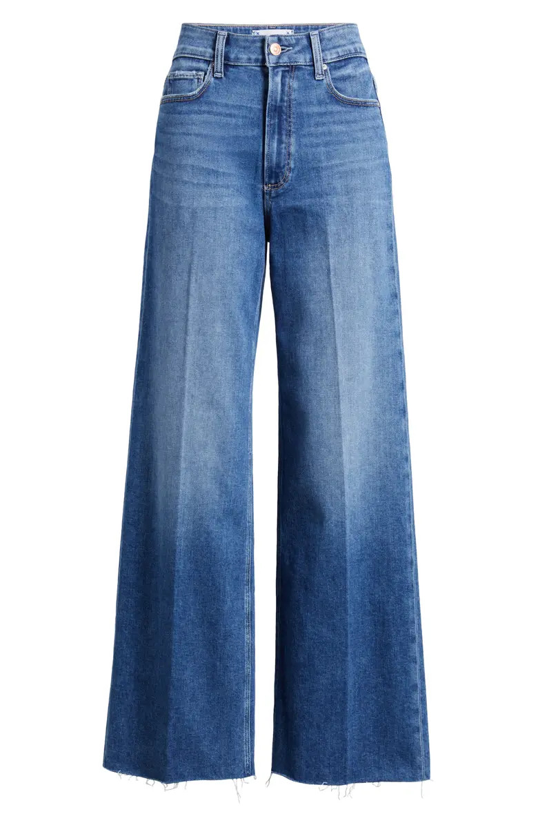 PAIGE Anessa High Waist Raw Hem Wide Leg Jeans | Nordstrom | Nordstrom