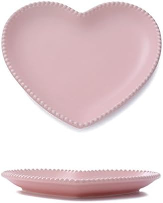 CHOOLD Elegant Ceramic Heart Shaped Dessert Plate for Kitchen Party, 7 Inch - 1 PCS | Amazon (US)