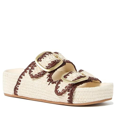 ZIXSAA Raffia Woven Platform Wedges Slides for Women Comfortable Casual Summer Beach Flatform Straw Sandals Adjustable Buckle Strap Woven Open Toe Sandals | Amazon (US)