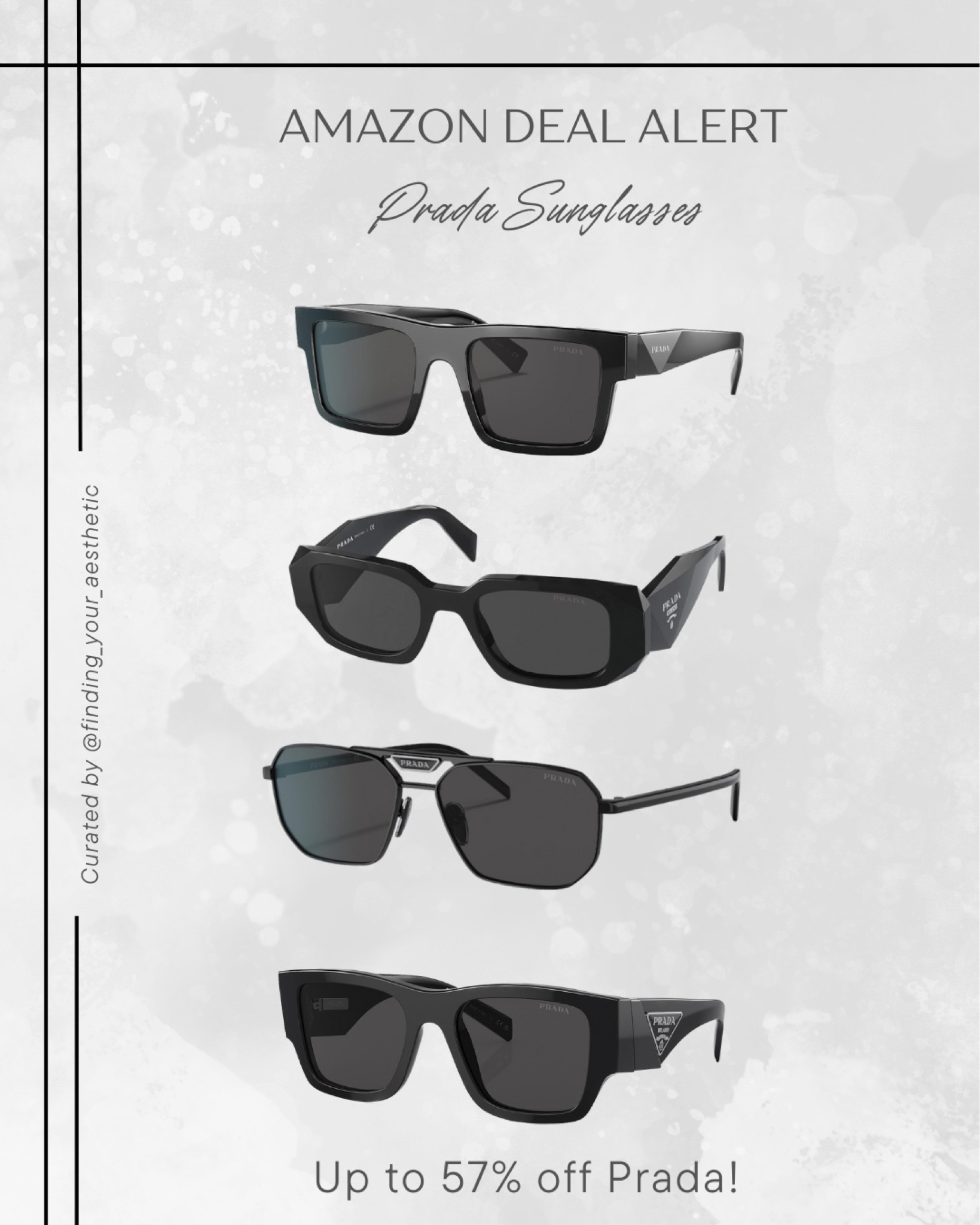 Did you know you can get Prada on Amazon?! ...and there are some amazing deals on sunglasses right now with some up to 57% off!

Prada sunglasses, trendy sunglasses, aviator sunglasses, designer sunglasses, Amazon fashion, Amazon deals, men's sunglasses, women's sunglasses

#LTKxPrime #LTKsalealert #LTKmens
