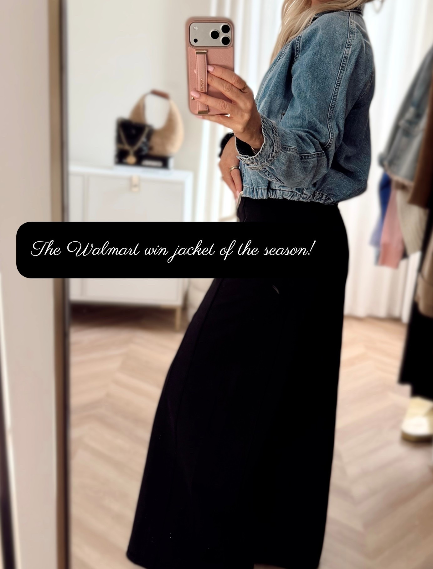 Walmart denim jacket of the season! 💙 Back in stock in all sizes. So cute, affordable, and the best wash. Styled with the viral Lululemon pants. Wearing smalls in both ✨ 



#LTKstyletip #LTKworkwear #LTKfindsunder50