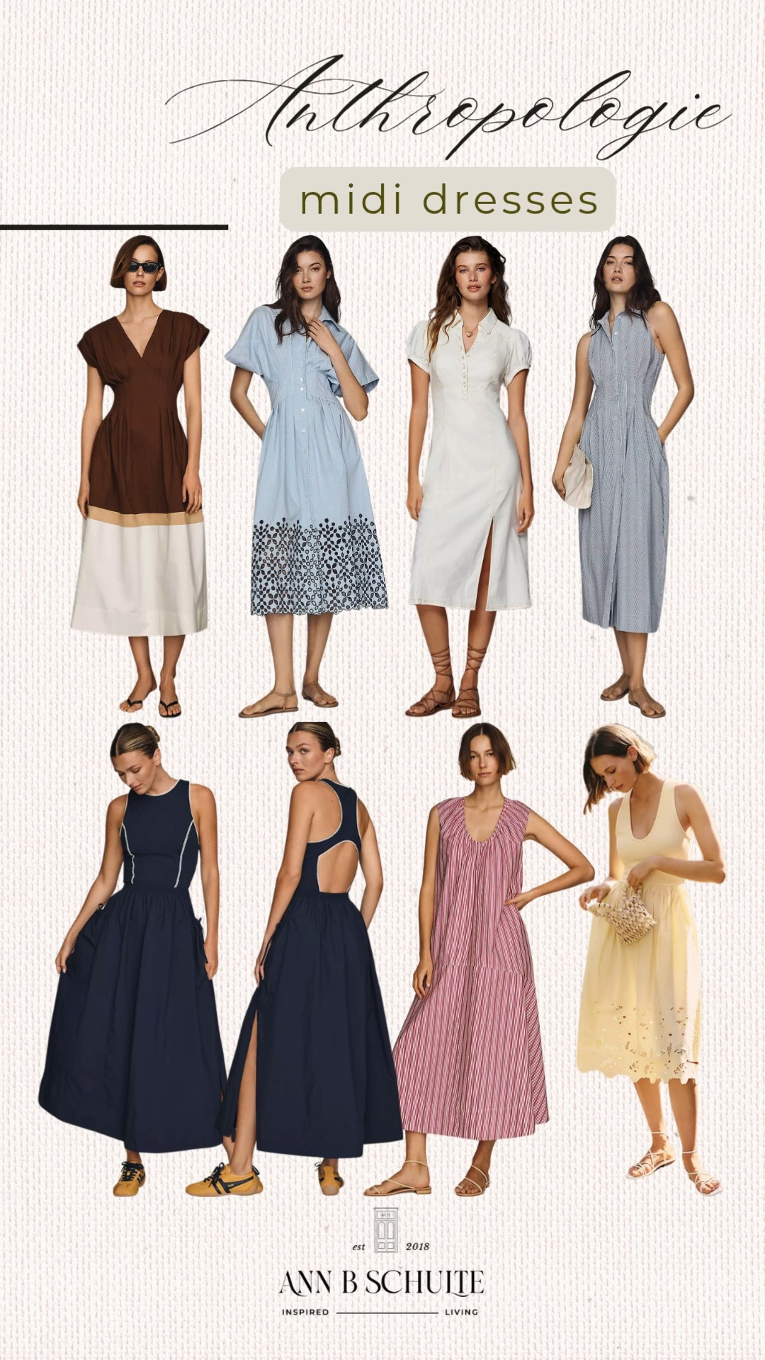 Anthropologie midi dresses are bringing effortless elegance and a little twirl worthy charm to every summer plan. Flowy silhouettes and pretty details make getting dressed feel easy 🌸☀️🤍 #Anthropologie #MidiDress #SummerStyle #EffortlessFashion #BohoChic #DressStyle #VacationOutfits #LTKStyle #StyleInspo #EverydayElegance 

 #LTKootd