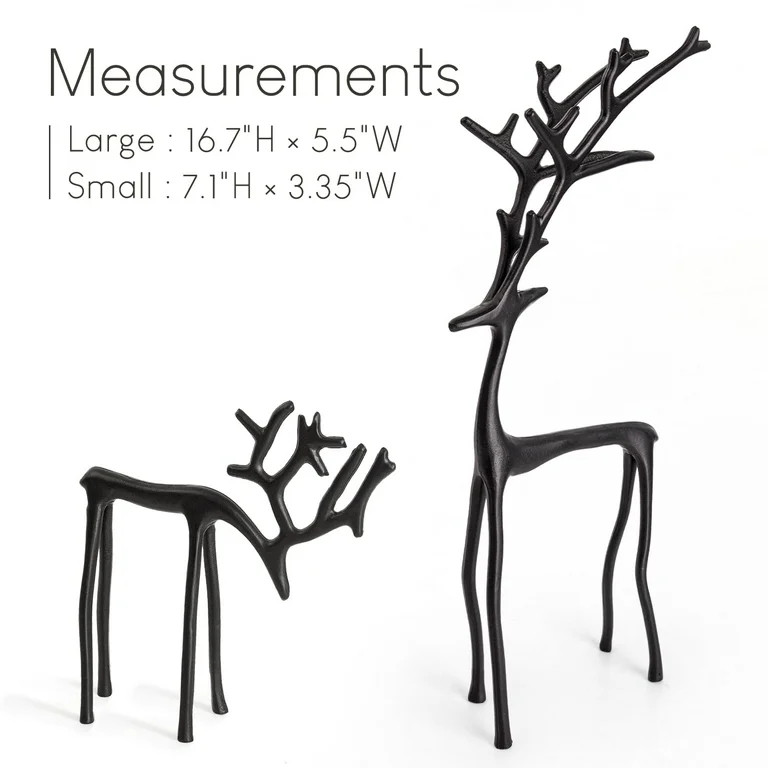 FYHALE Reindeer Christmas Decorations - Set of 2 Black Reindeer Statues, Modern Christmas Table D... | Walmart (US)