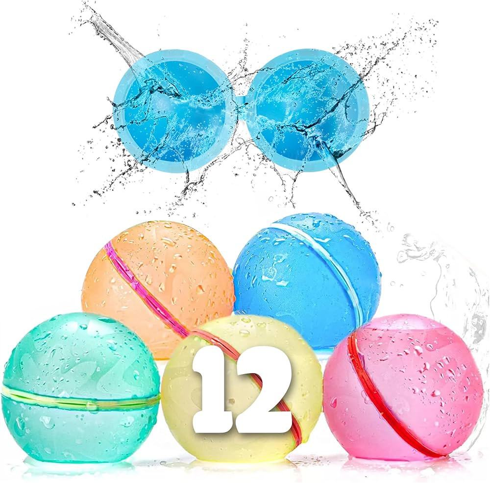 Reusable Water Balloons For Kids (12pcs) | Refillable Water Balloons For Kids | Reusable Water Ba... | Amazon (US)