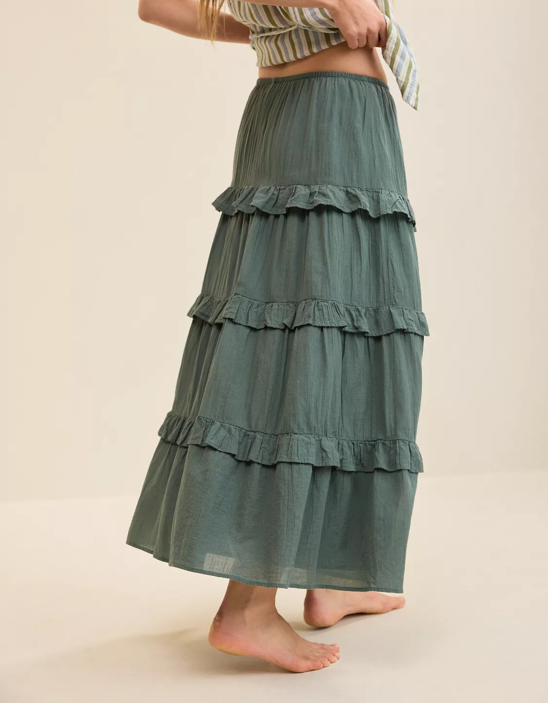 Aerie Ready To Ruffle Tiered Midaxi Skirt | American Eagle Outfitters (US & CA)