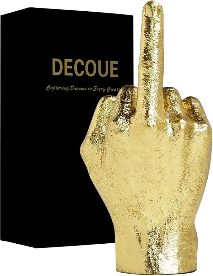 DECOUE Gold Decor - Resin Gesture Hand Sculpture Finger Statue - Classic Home Shelf & Desk Decor ... | Amazon (US)