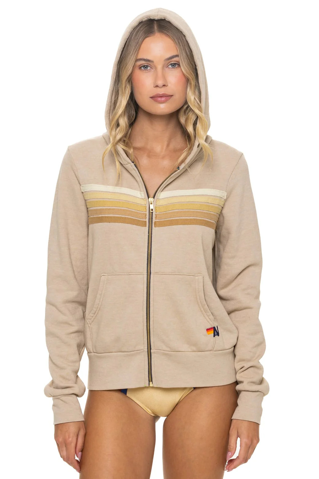 5 Stripe Hoodie \u2013 Sand/Tan | Aviator Nation | Aviator Nation