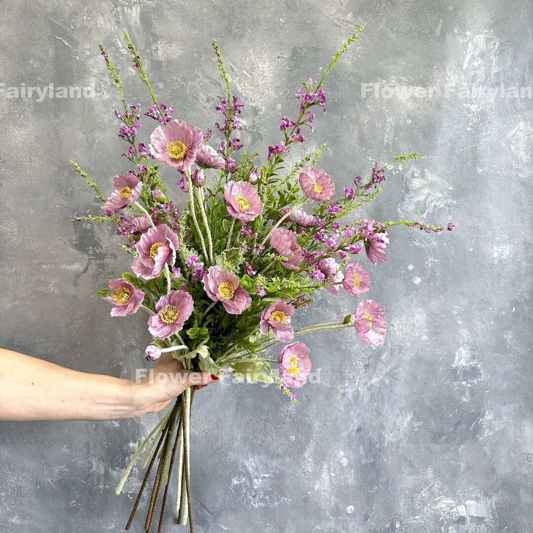 Faux Poppy and Sage Bouquet High Quality Artificial Plant DIY Floral Wedding/home Decors Gifts Li... | Etsy (US)