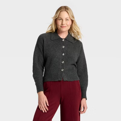 Women's Long Sleeve Heart Button Cardigan Sweater - A New Day™ | Target