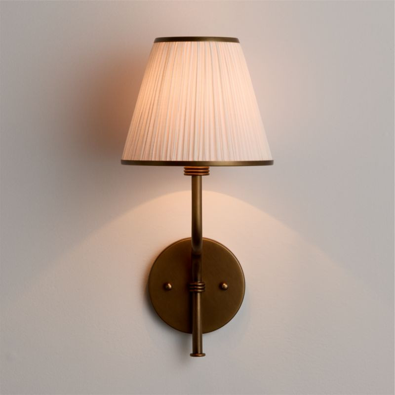 Le Moyne Brass Wall Sconce Light with Fabric Shade | Crate & Barrel