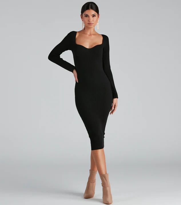 Sweetest Frame Long Sleeve Midi Dress | Windsor Stores