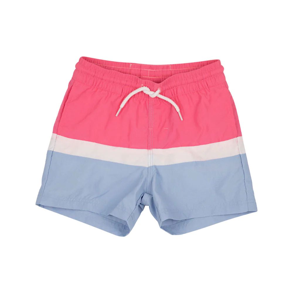 Country Club Colorblock Trunks - Hamptons Hot Pink, Worth Avenue White, & Beale Street Blue | The Beaufort Bonnet Company