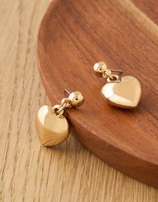 AE Drop Heart Earrings | American Eagle Outfitters (US & CA)