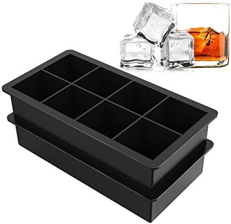 Ice Cube Trays Large Size Silicone Square Ice Cube Molds for making 8 Giant Ice Cubes for Whiskey an | Amazon (US)