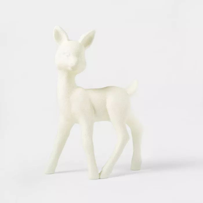 Retro Glitter Deer Decorative Figurine White - Wondershop™ | Target