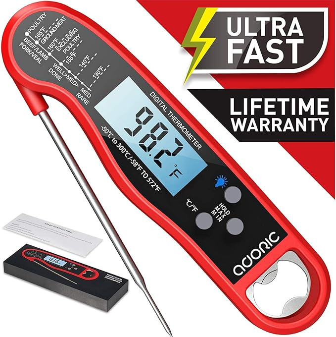 Digital Instant Read Meat Thermometer, Adoric Waterproof Food Thermometer with Backlight LCD, Kit... | Amazon (US)