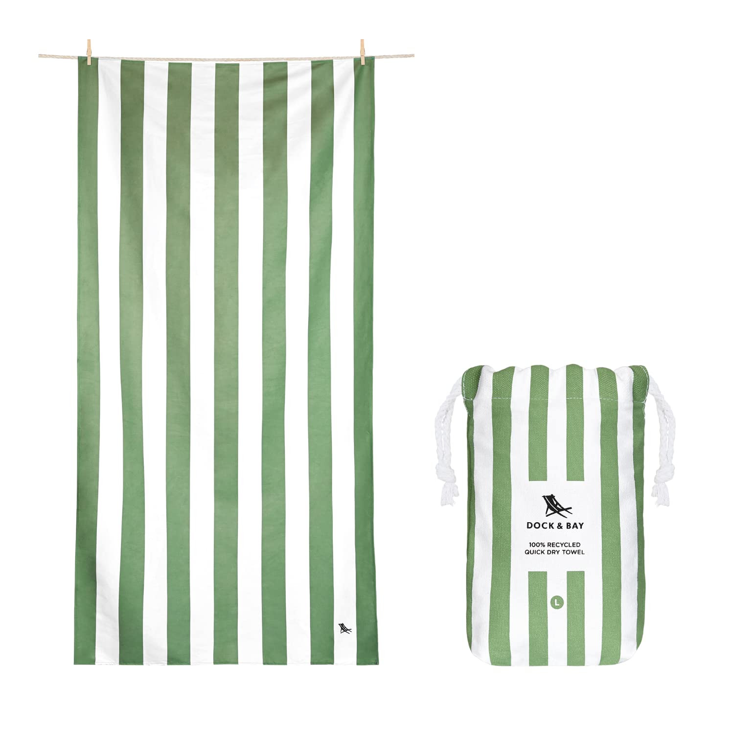 Dock & Bay Beach Towel - Quick Dry, Sand Free - Compact, Lightweight - 100% Recycled - Includes B... | Amazon (US)