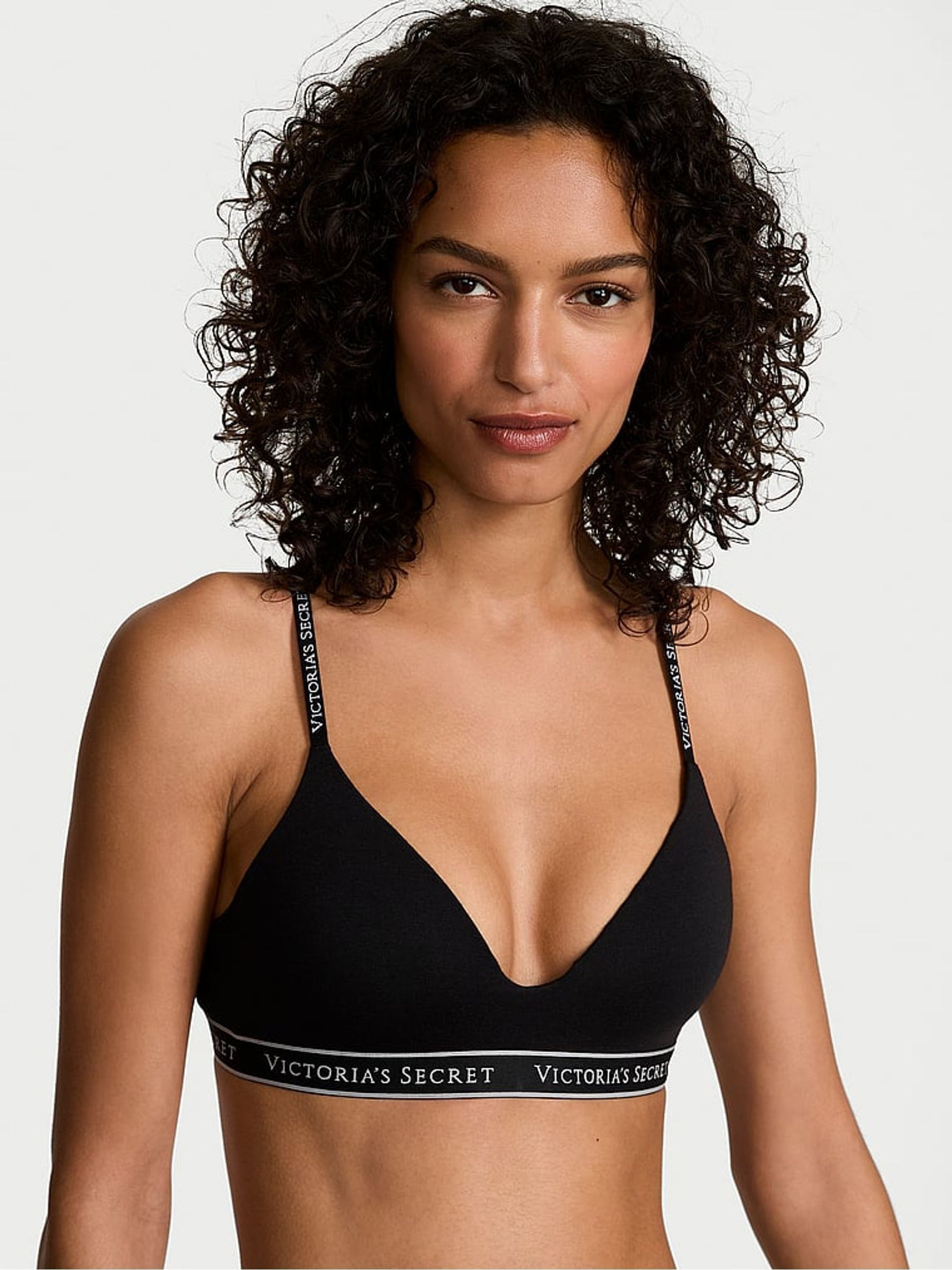 Black Non Wired Lightly Lined Cotton Logo Bra | Victoria's Secret UK