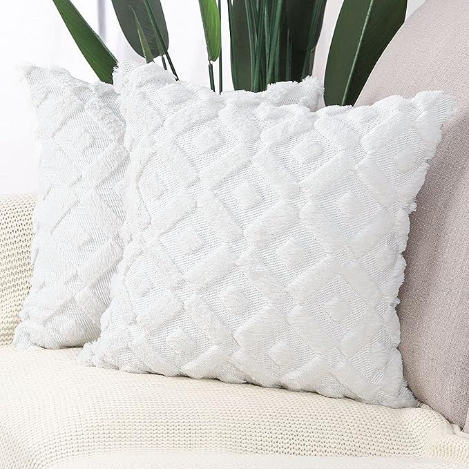 Madizz Pack of 2 Soft Plush Short Wool Velvet Decorative Throw Pillow Covers Luxury Style Cushion... | Amazon (US)