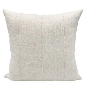 White Mudcloth Pillow Cover 22x22, White Pillow, Farmhouse pillow, Neutral pillow, Authentic Thro... | Etsy (US)