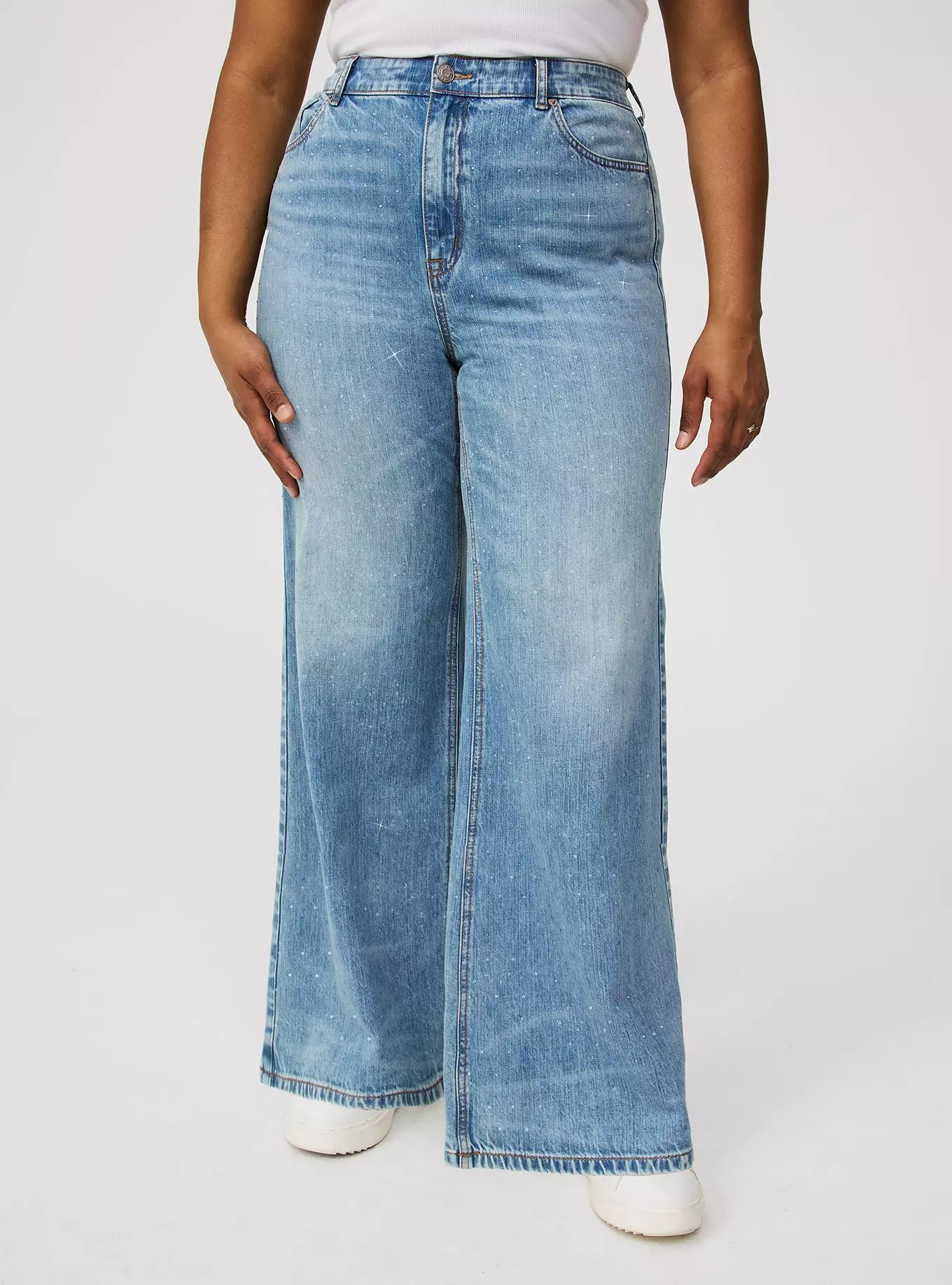 High-Rise Wide-Leg Rhinestone Jean | Torrid (US & Canada)