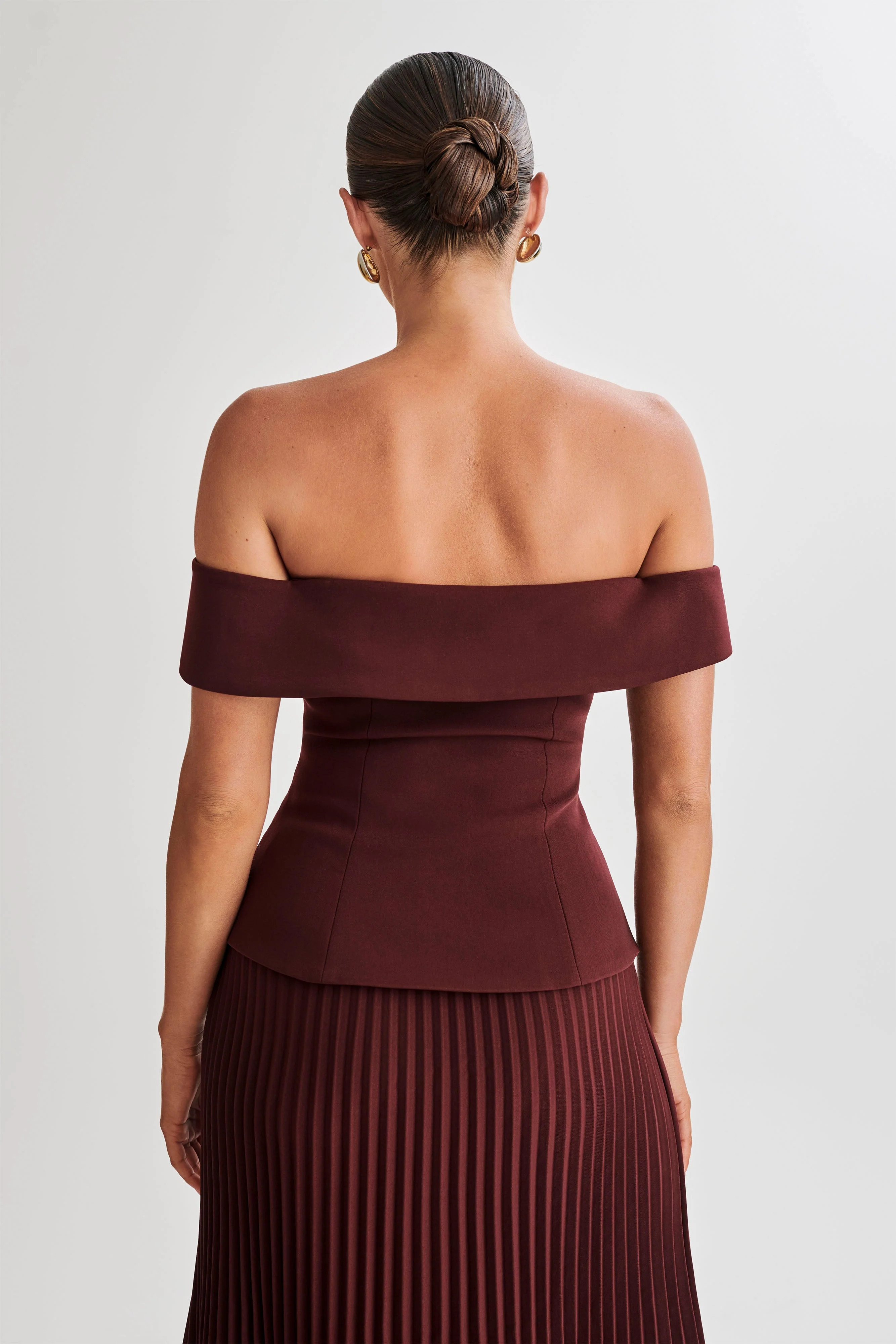 Krista Strapless Suiting Top - Plum | MESHKI US