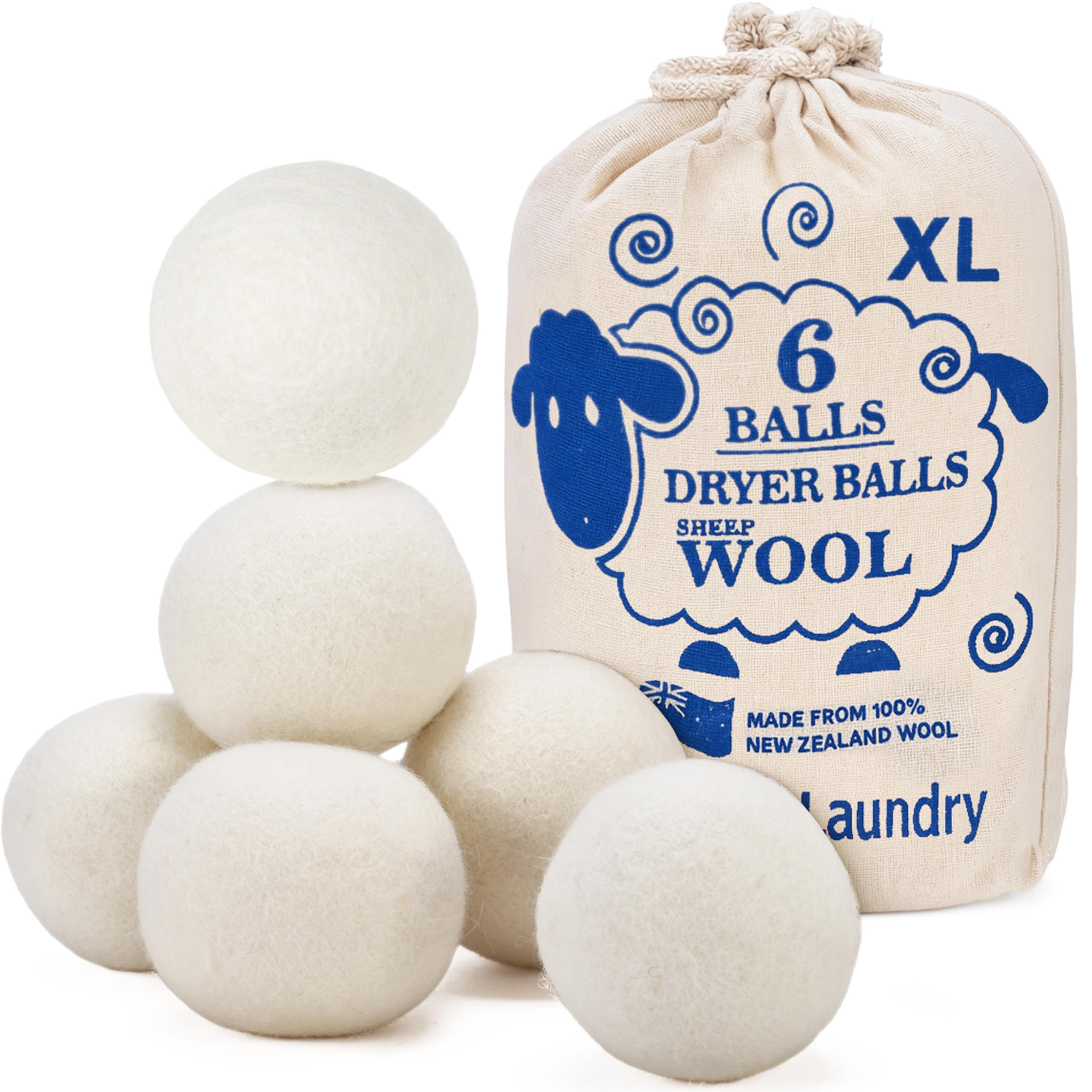 Handy Laundry Wool Dryer Balls - Natural Fabric Softener, Reusable, Reduces Clothing Wrinkles and... | Amazon (US)