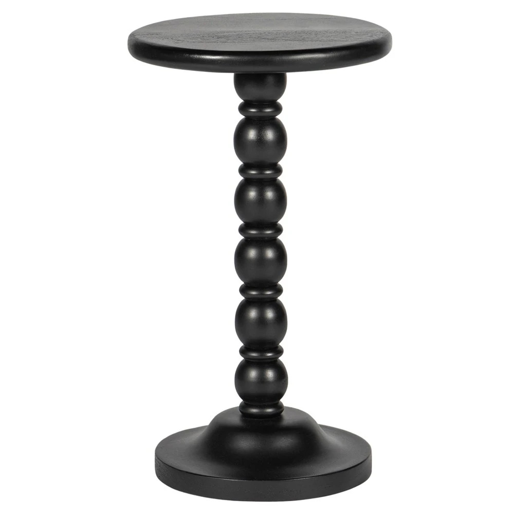Thomas Updated Traditional Black Wood Spindle Drink Table | Kathy Kuo Home