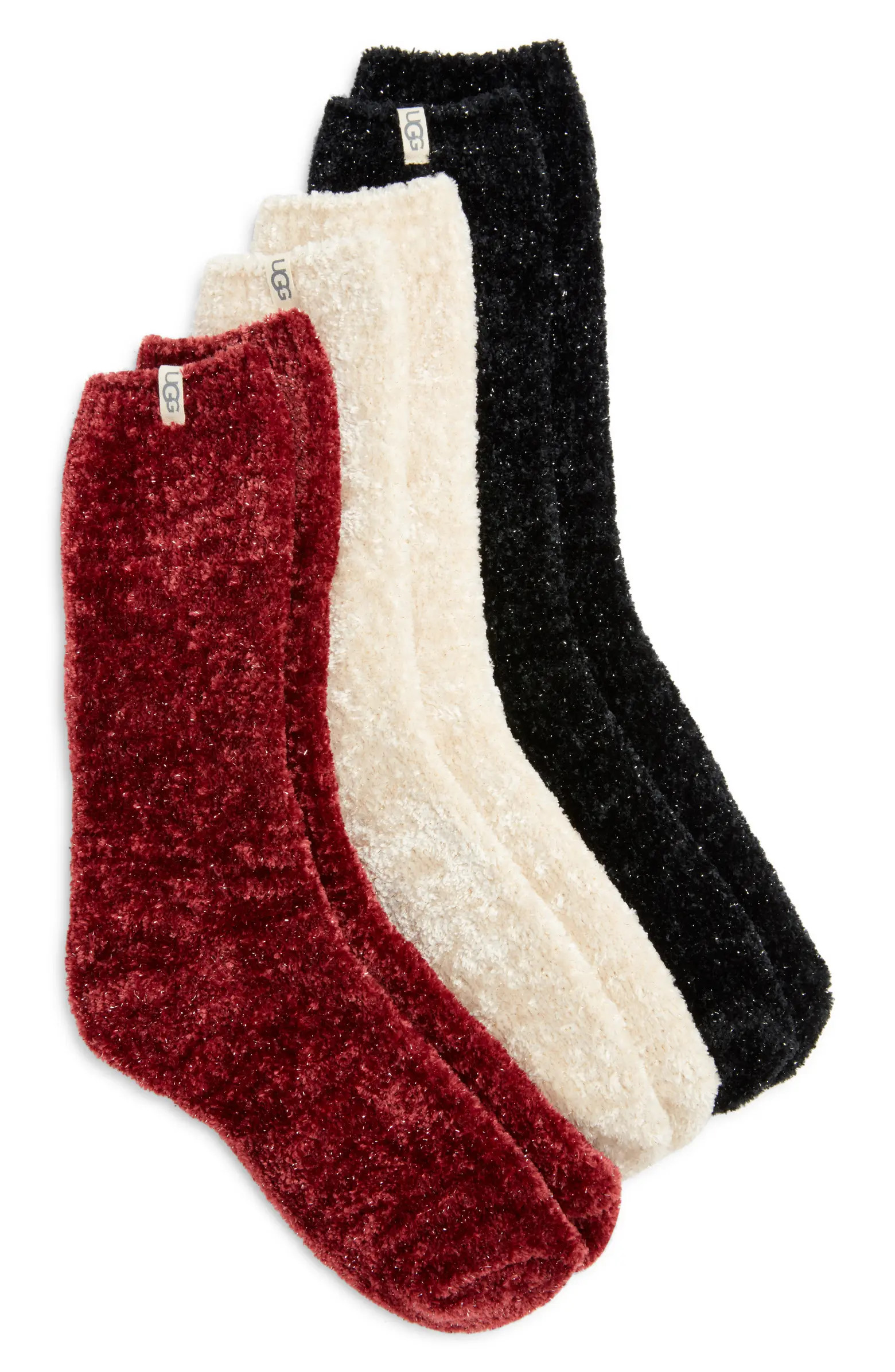 UGG® Leda Assorted 3-Pack Sparkle Crew Socks | Nordstrom | Nordstrom