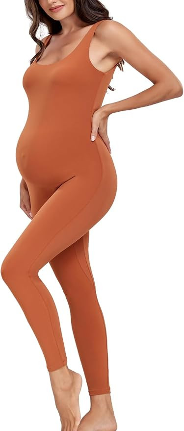 Lataly Women's Maternity Bodysuit Pregnancy Jumpsuit Romper Shapewear Tank Top Leggings | Amazon (US)