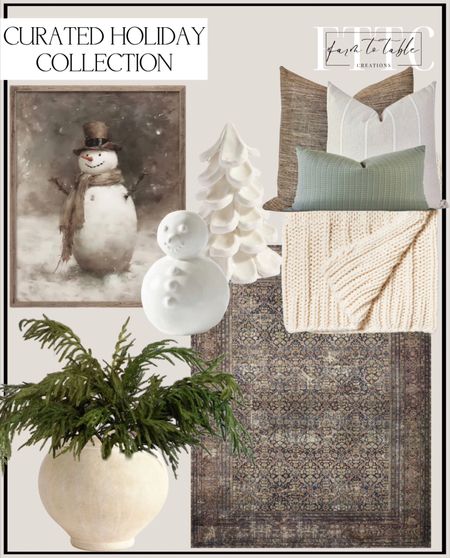 Curated Holiday Collection. Follow @farmtotablecreations on Instagram for more inspiration. Christmas Winter Print Set | Rustic Snowy Gallery Wall. Ceramic Snowman. Ceramic Tree. Morgan feat. CloudPile (TM) - MOG-03 Area Rug. Couch Pillows Set, Tweed Pillow, Christmas Pillow Set, Throw Pillows Set, Pillow Combo Set, Holiday Throw Pillows, Neutral Throw Pillows. Artisan Studio Handcrafted Ceramic Vases. Afloral Real Touch Norfolk Pine Branch. Chunky Knit Throw Blanket. Target Home Finds. Studio McGee Blanket. Pottery Barn Christmas Decor. Christmas Decor. Living Room Christmas Decor. 

#LTKhome #LTKfindsunder50 #LTKHoliday