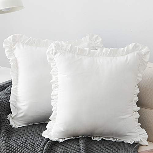 CAWANFLY Set of 2 Decorative Ruffled Throw Pillow Covers, Square Soft Cushion Case Home Decor for... | Amazon (US)