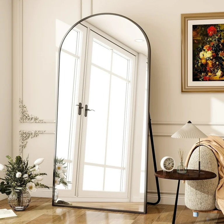 BEAUTYPEAK 77"x39" Arch Full Length Mirror Oversized Floor Mirrors for Standing Leaning, Black | Walmart (US)