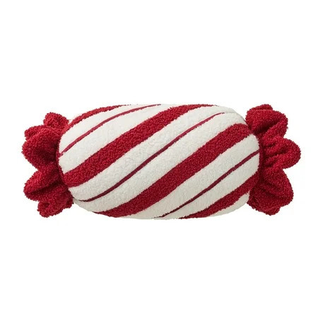 My Texas House 18" x 6" White/Red Candy Cane Bolster Decorative Pillow | Walmart (US)