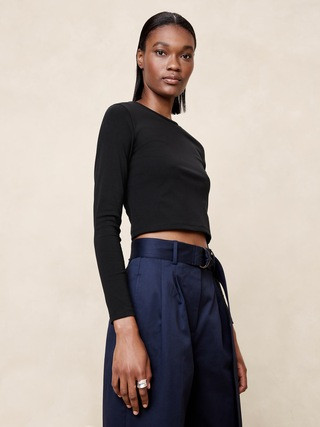 Refined Long-Sleeve Crop T-Shirt | Banana Republic (US)