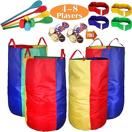 Outdoor Games Potato Sack Race Bags for Kids Adults,Egg Spoon Relay Game,3 Legged Race Bands,Fiel... | Amazon (US)