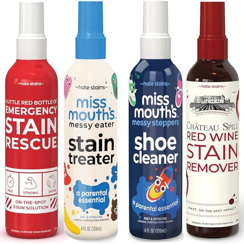 Miss Mouth's Messy Eater Stain Treater, Messy Steppers, Emergency Stain Rescue and Chateau Spill Bundle from Hate Stains | Amazon (US)