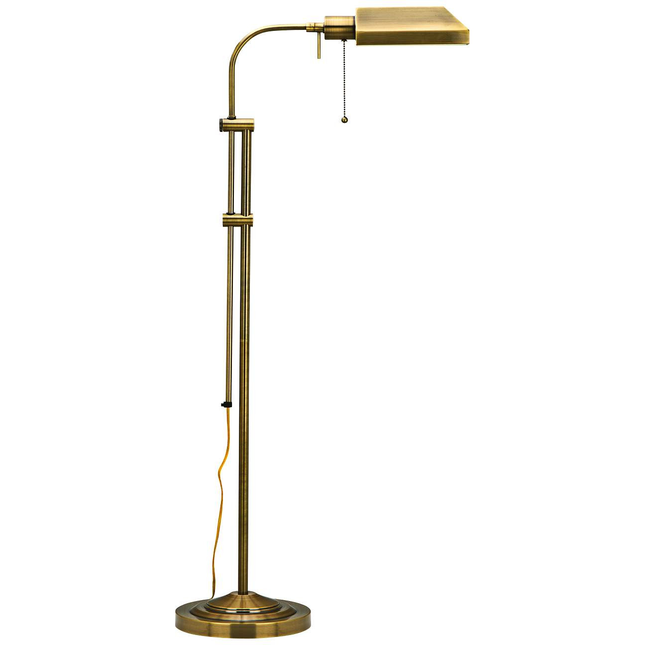 Antique Brass Adjustable Pole Pharmacy Metal Floor Lamp | LampsPlus.com