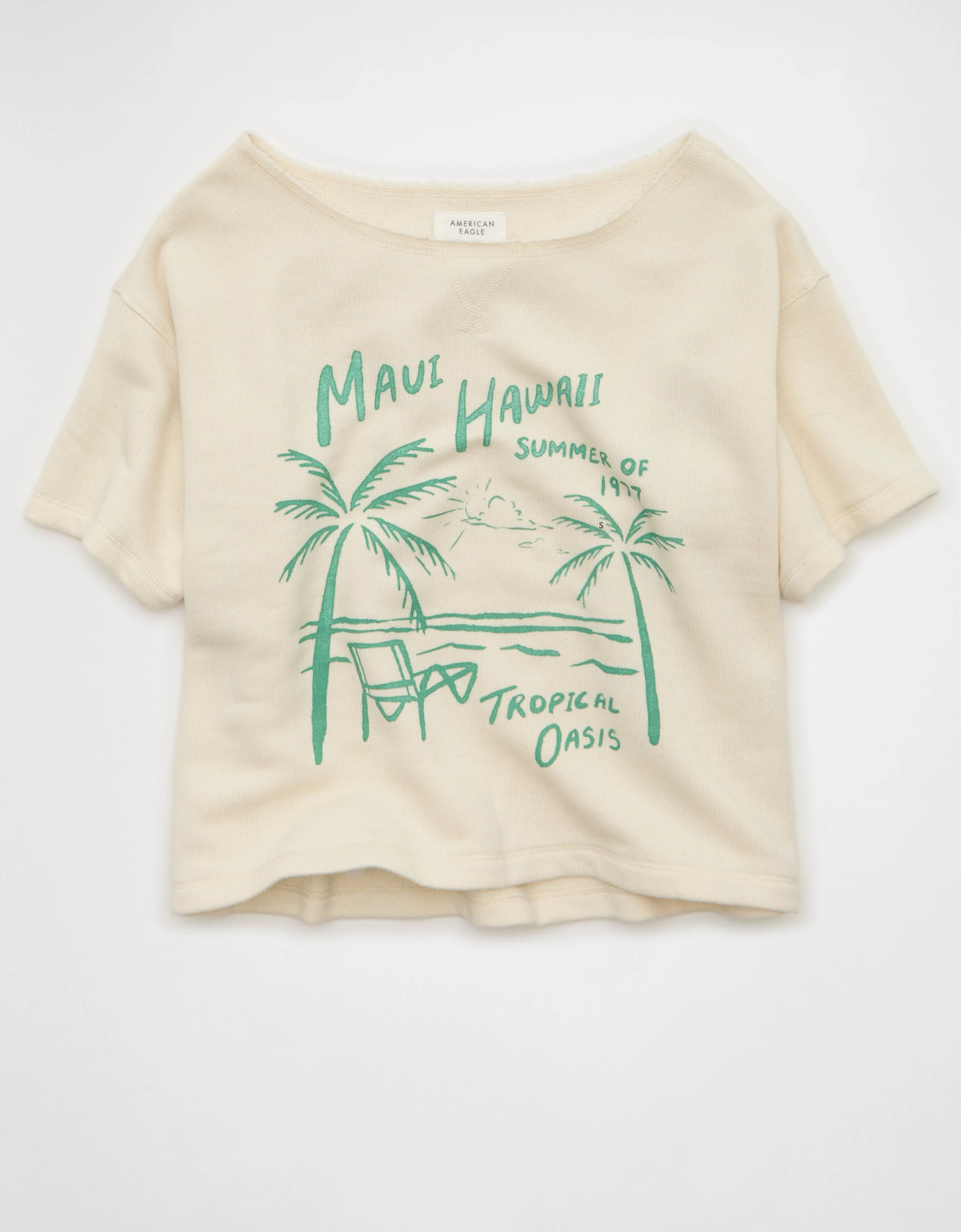AE Off-the-Shoulder Short-Sleeve Sweatshirt | American Eagle Outfitters (US & CA)